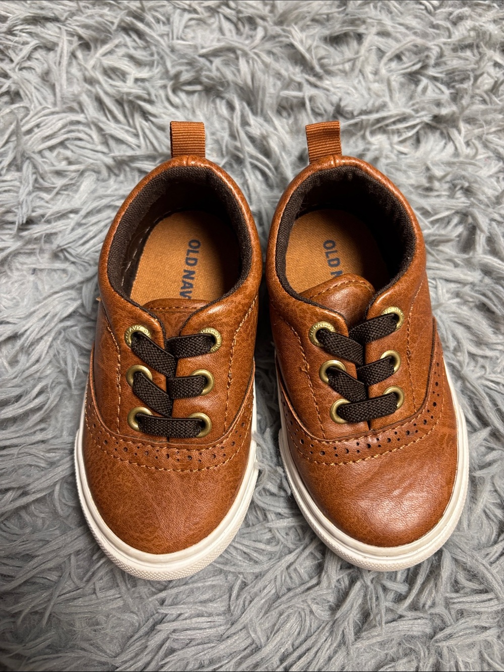 Brown Faux-Leather Toddler Dress Shoes